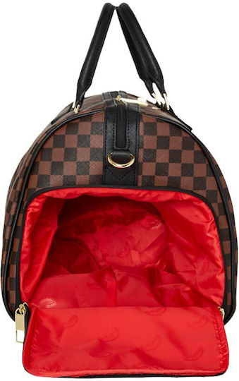 Sprayground Sharks Duffle Σακ Βουαγιάζ Καφέ από Δερματίνη Μ50xΠ25xΥ27εκ.