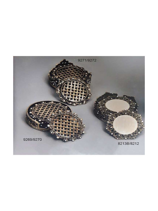 Karvounis Rund Untersetzer Metallisch mit Gestell Gold 6Stück