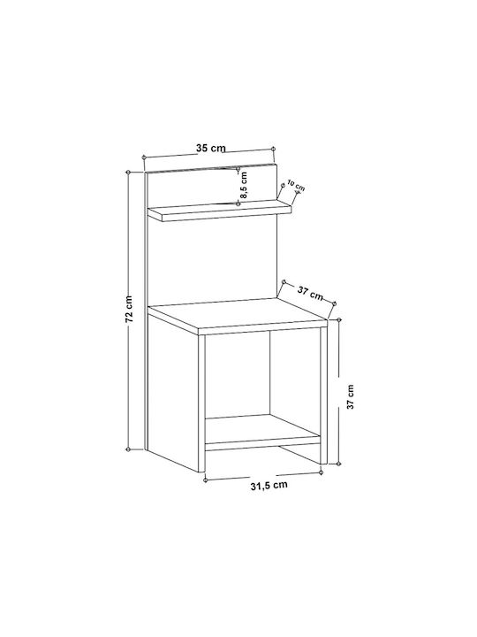 Bedside Table Ulman Wooden Beige 35x37x72cm GP052-0212 1