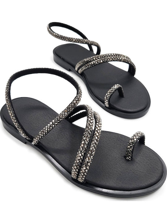 Leather Women's Flat Sandals Silver