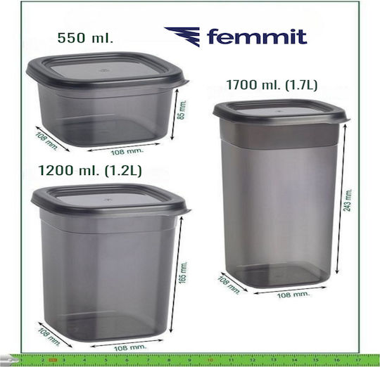 Femmit Set 36 Pieces General Use Jars 550 1,200 1,700 Ml Airtight Lid Plastic