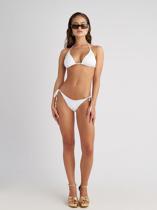 Top bikini triunghi B cup cu burete alb