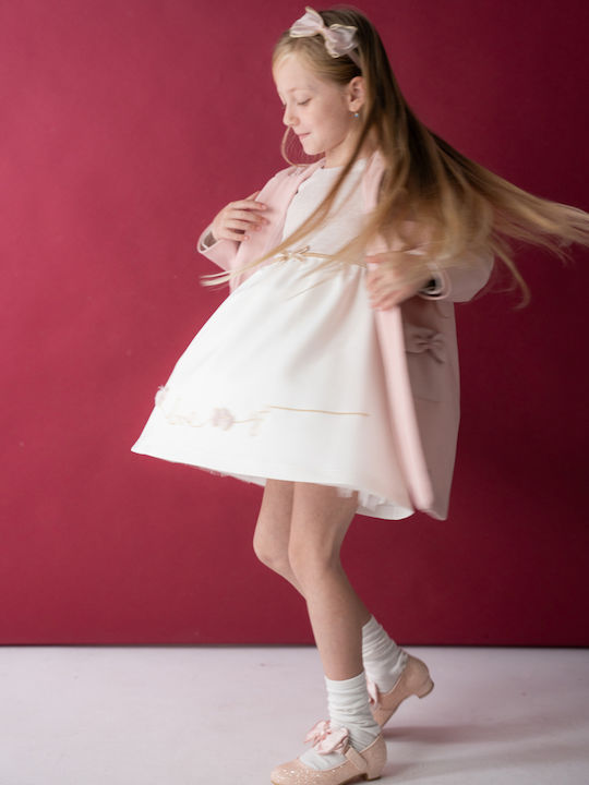 Children's Dress Long Sleeve Set with Coat and Blouse Pink