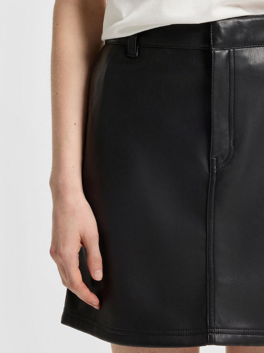 Δερμάτινη Mini Φούστα Black