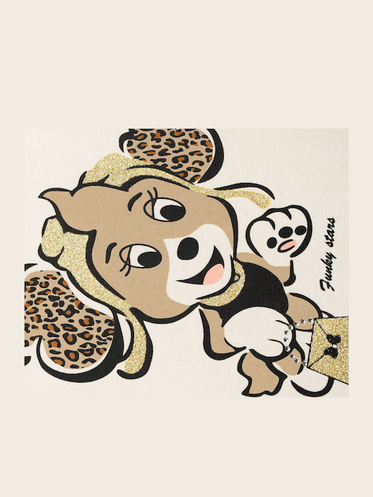 Παιδικό Φόρεμα Μακρυμάνικο Τούλινο Animal Print Εκρού