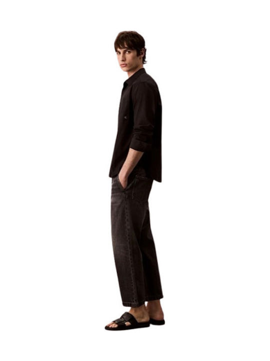 Ανδρικό Παντελόνι Τζιν με Loose Tapered Εφαρμογή Tumbled Black