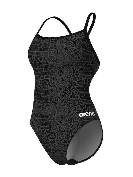 Sportliches Badeanzug Tierdruck Schwarz