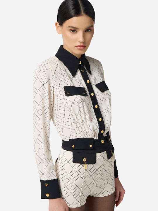 Short Women's Cardigan with Buttons White