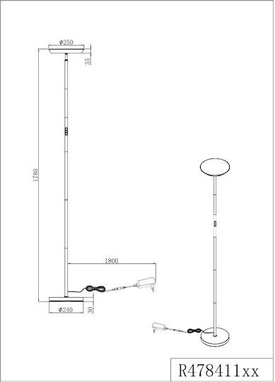 Trio Lighting LED Floor Lamp with Adjustable White Light 1900lm Black