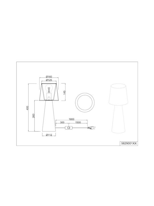 Trio Lighting Metall Tischlampe für Fassung E27 mit Beige Schirm und Basis