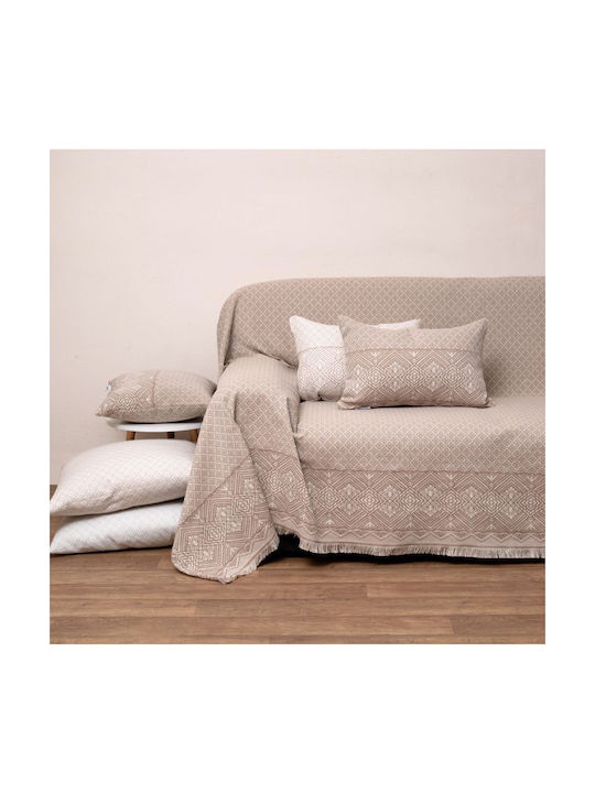 Anna Riska Sofa Cushion 1574 Made of 100% Cotton Mocca 32x52cm