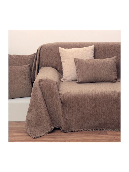 Anna Riska 1300 Four-Seater Sofa Throw Chenille 180x320cm Greige