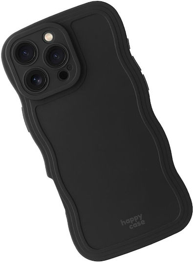 HappyCase Wavy Back Cover Σιλικόνης με Λουράκι Μαύρο (iPhone 16 Pro Max)