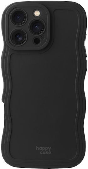 HappyCase Wavy Back Cover Σιλικόνης με Λουράκι Μαύρο (iPhone 16 Pro Max)