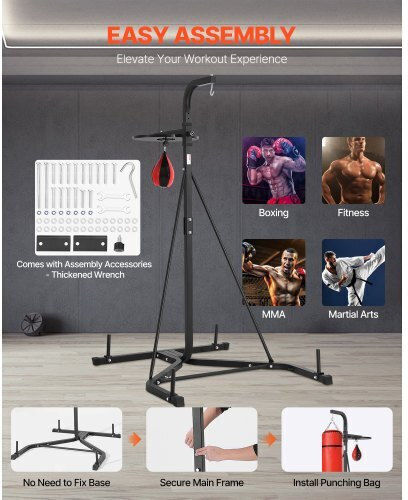 Vevor 2 In 1 Heavy Duty Punching Bag Frame Boxing Punching Fitness Stand Steel