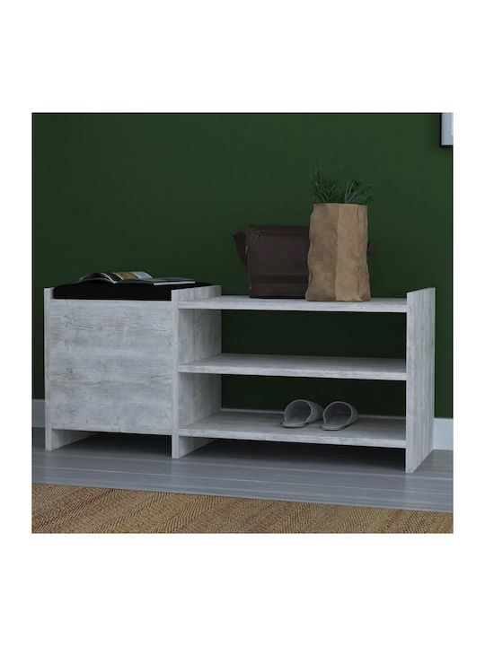 Sunno Wooden Shoe Organizer with 3 Shelves White Antique 100x35x44cm