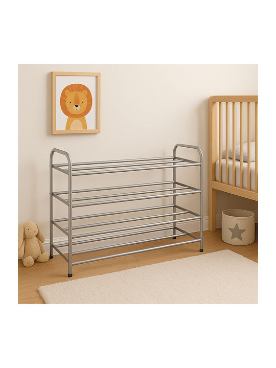 Metallic Shoe Organizer Silver 117x23x62cm