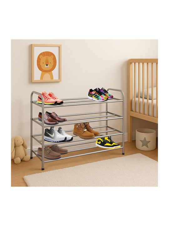 Metallic Shoe Organizer Silver 117x23x62cm