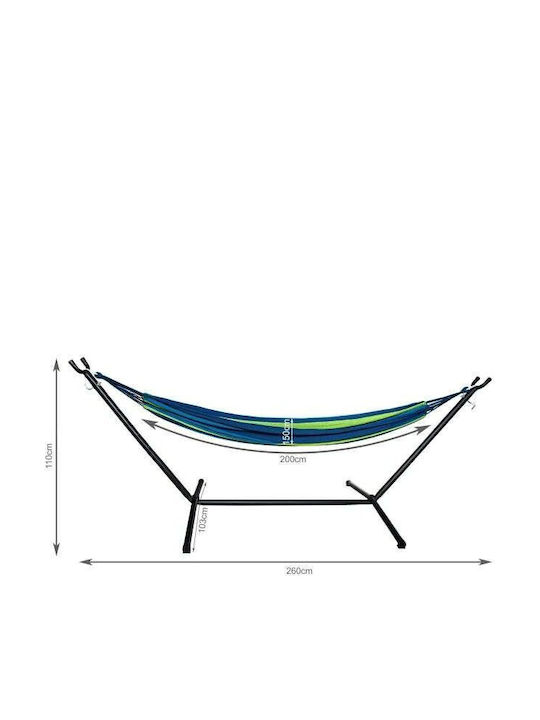 Gardlov Hängematte Doppelter Stoff mit Gestell Blau 200x150cm
