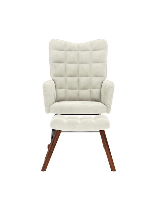 Schaukelstuhl mit Fußhocker Samt Cream 61x78x98cm