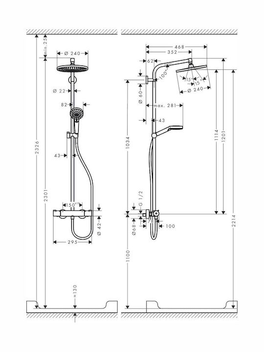 Hansgrohe Crometta S Duschsäule mit Armatur Silber