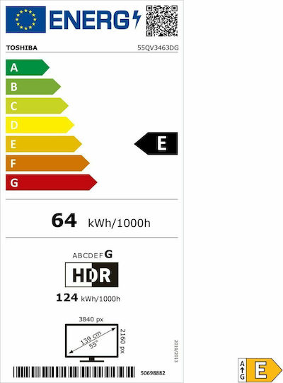 Toshiba Smart Τηλεόραση 55" 4K UHD QLED QV34 HDR (2024) 55QV3463DG