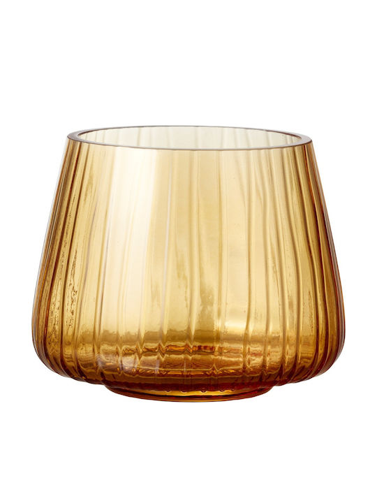 Bitz Set of Candle Holders Glass in Orange Color 7.5cm 2pcs