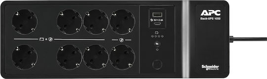 APC BackUPS Line-Interactive 1050VA 600W με 8 Schuko Πρίζες