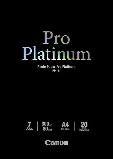 Canon PT-101 Photo Paper Pro Platinum A4 (21x30) 300gr/m² for Printers Inkjet 20 Sheets