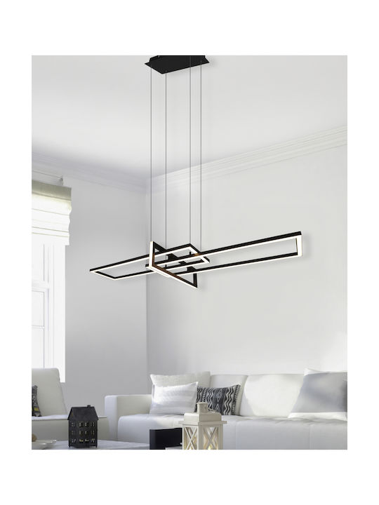 Trio Lighting Salinas Ρυθμιζόμενο Κρεμαστό Φωτιστικό Μαύρο LED με Θερμό Λευκό Φως Ράγα 110x40x40εκ.