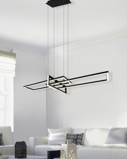 Trio Lighting Salinas Ρυθμιζόμενο Κρεμαστό Φωτιστικό Μαύρο LED με Θερμό Λευκό Φως Ράγα 110x40x40εκ.