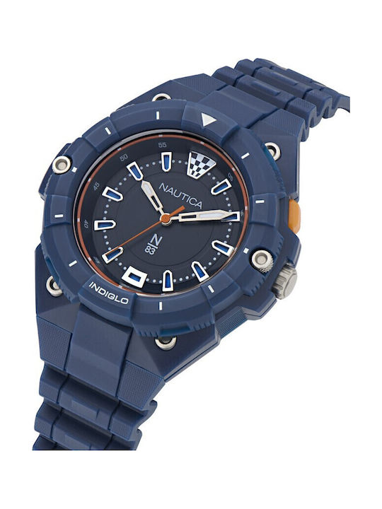 Nautica Coronado Bay Men's Watch Battery with Blue Rubber Strap
