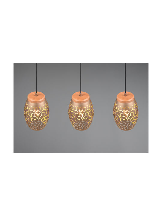 Trio Lighting Pendant Light Brown Rail with Socket E27 71x15x150cm