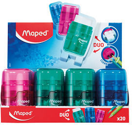 Maped Connect Πλαστική Διπλή Ξύστρα με Γόμα (Διάφορα Σχέδια/Χρώματα) 1τμχ