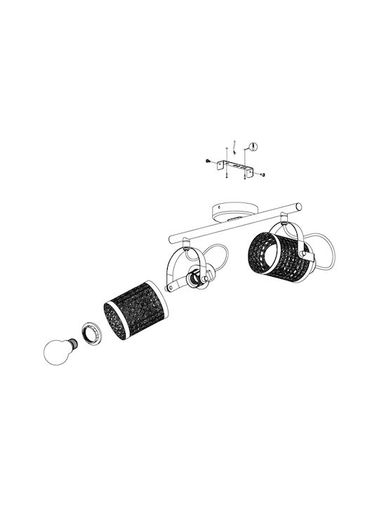 Eglo Ceiling Mount Light 44cm Black with Socket E27