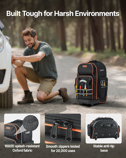 Vevor Tool Backpack Black L45xW27.5xH56cm