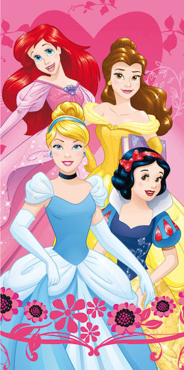 Dimcol Princess Prosoape de plajă pentru copii Roz Disney Princess 140x70cm 03