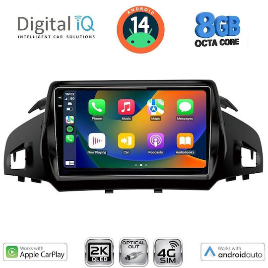 Digital IQ Ηχοσύστημα Αυτοκινήτου για Ford Kuga / C-Max 2013-2019 (Bluetooth/USB/WiFi/GPS/Apple-Carplay/Android-Auto) με Οθόνη Αφής 9"