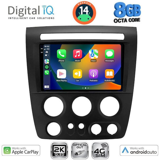 Digital IQ Car Audio System Hummer H3 2005-2009 (Bluetooth/USB/WiFi/GPS/Apple-Carplay/Android-Auto) with Touch Screen 9"
