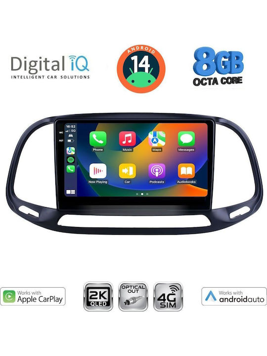 Digital IQ Car Audio System for Opel Combo Fiat Doblo 2015-2018 (Bluetooth/USB/WiFi/GPS/Apple-Carplay/Android-Auto) with Touch Screen 9"