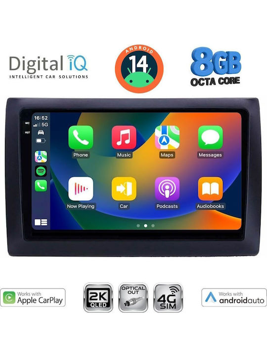 Digital IQ Car Audio System for Fiat Stilo 2001-2007 (Bluetooth/USB/WiFi/GPS/Apple-Carplay/Android-Auto) with Touch Screen 9"