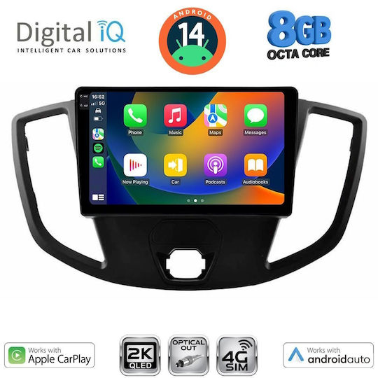 Digital IQ Car Audio System for Ford Transit 2014-2020 (Bluetooth/USB/WiFi/GPS/Apple-Carplay/Android-Auto) with Touch Screen 9"