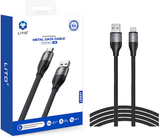 Lito Geflochten USB 2.0 Kabel USB-C männlich - USB-A 18W Gray 1m