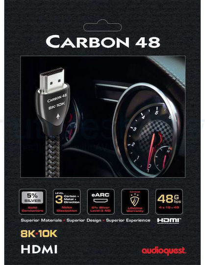 Audioquest Carbon HDMI 2.1 Ultra High Speed 48Gbps 4K 120Hz HDR VRR Braided Cable HDMI male - HDMI male 3m Μαύρο