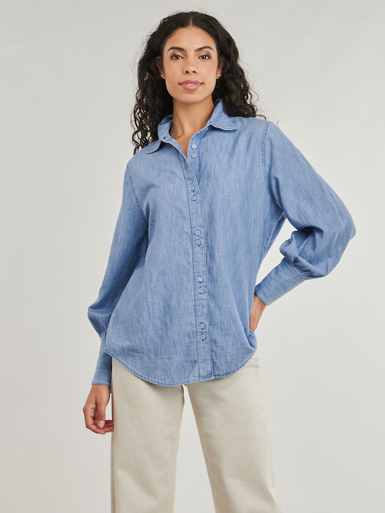 Langärmelig Damen Hemd Blau