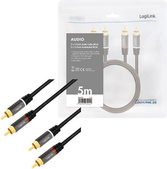 LogiLink Cable 2x RCA male - 2x RCA male 5m CA1207