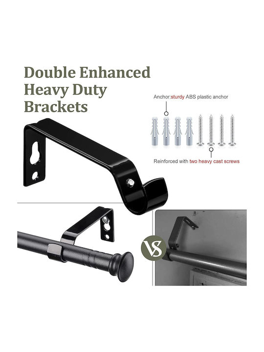 Extendable Metallic Curtain Pole Single 71-236cm Black