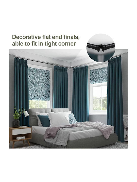 Extendable Metallic Curtain Pole Single 71-236cm Black