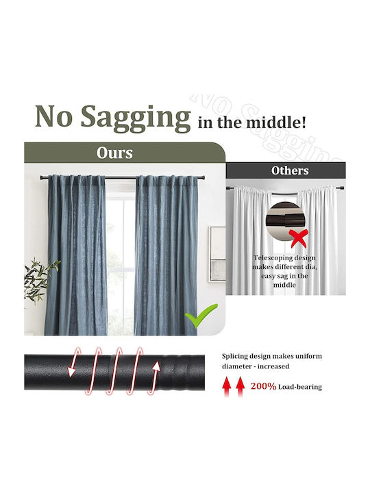 Extendable Metallic Curtain Pole Single 71-236cm Black