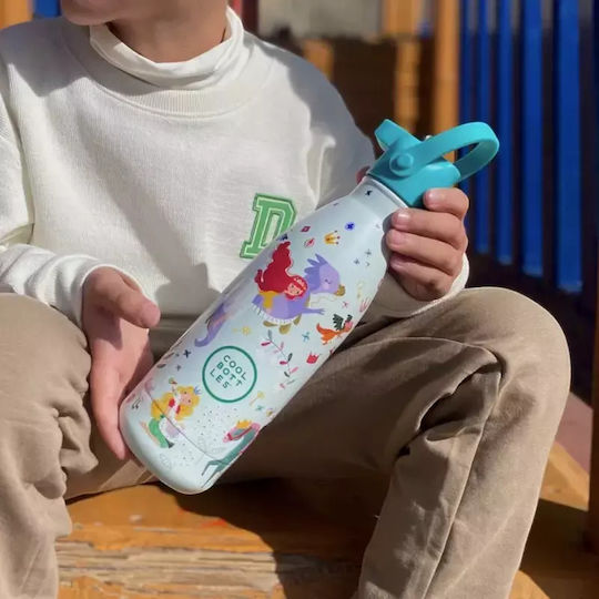 Cool Bottles Kids Water Bottle from Silicone Thermos with Straw Green 350ml